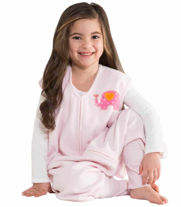 HALOÂ® SleepSackÂ® Big Kids Ayaklı Polar Uyku Tulumu - Pembe Fil (4-5 Yaş)