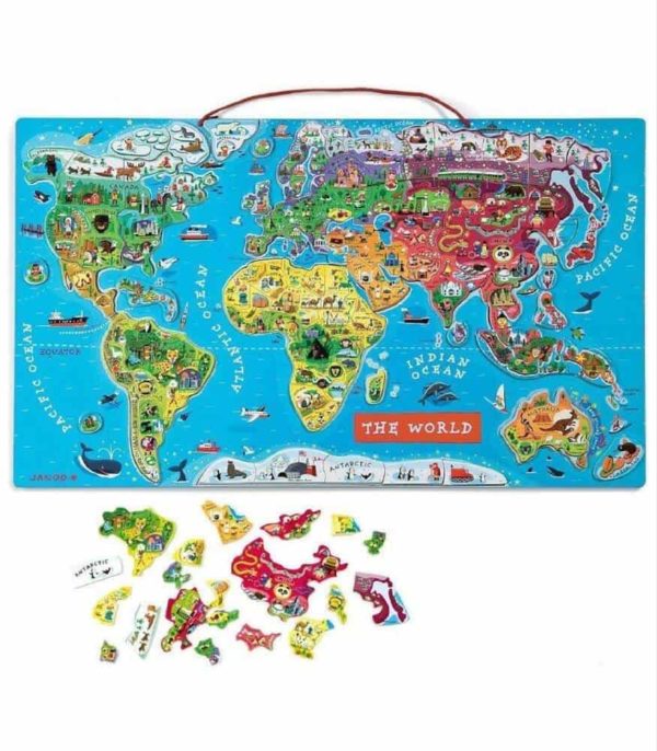 Janod Magnetic World Puzzle - İngilizce Versiyon (92 Parça Magnet)