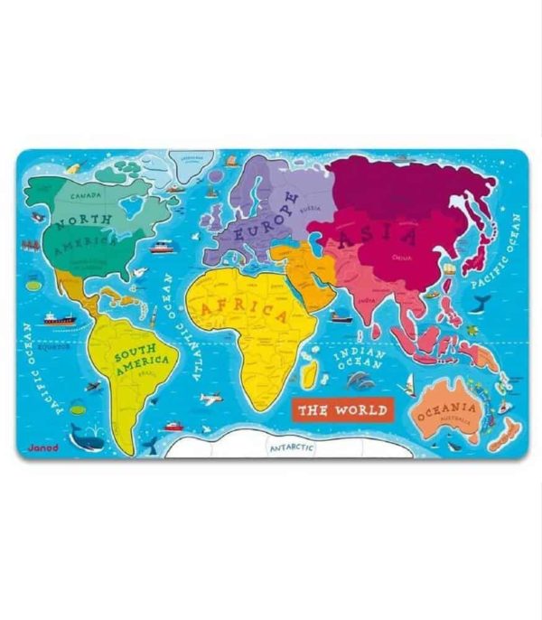 Janod Magnetic World Puzzle - İngilizce Versiyon (92 Parça Magnet)