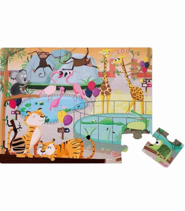 Janod 20 Parça Dokun Hisset Puzzle - Hayvanlarla Bir Gün