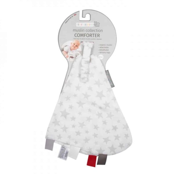 Cheeky Chompers Muslin Comforter (Silver Stars)