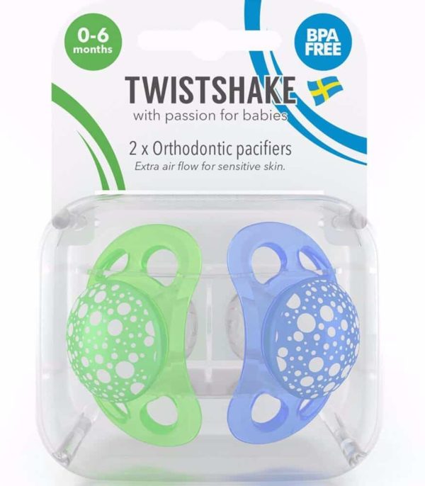 TwistShake Silikon Emzik (0-6 Ay) / Mavi - Yeşil