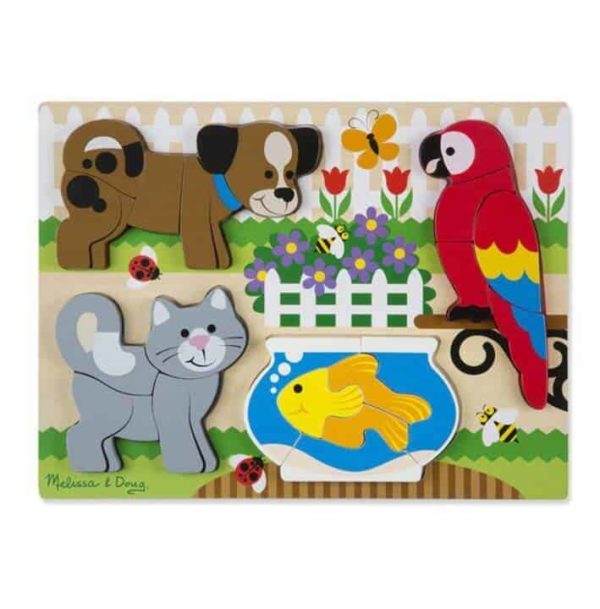 Melissa & Doug Ahşap Tombul Parçalı Yapboz (Evcil Hayvanlar)