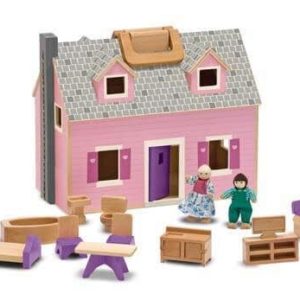 Melissa & Doug Ahşap Taşınabilir Küçük Mobilyalı Ev