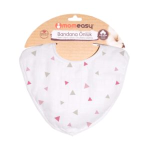 Momeasy Müslin Bandana Önlük(Pembe İçgen)