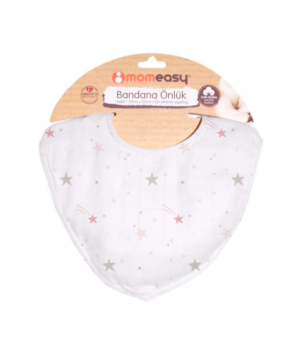 Momeasy Müslin Bandana Önlük (Pembe Yıldız)