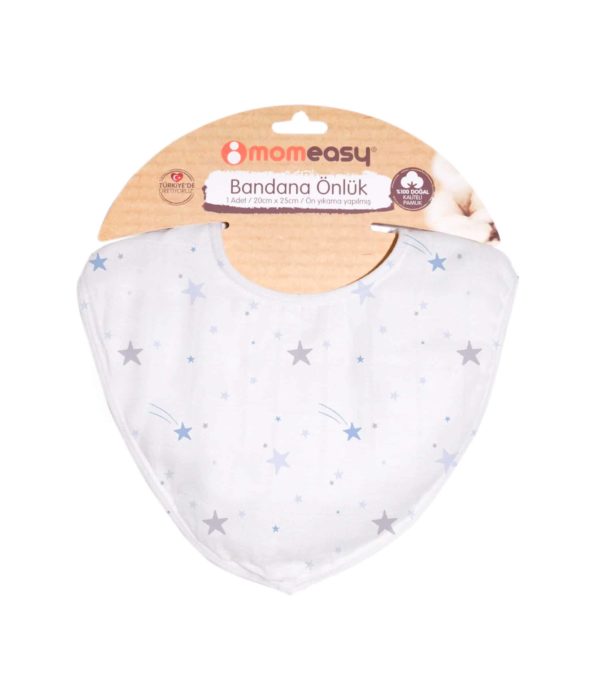 Momeasy Müslin Bandana Önlük (Mavi Yıldız)