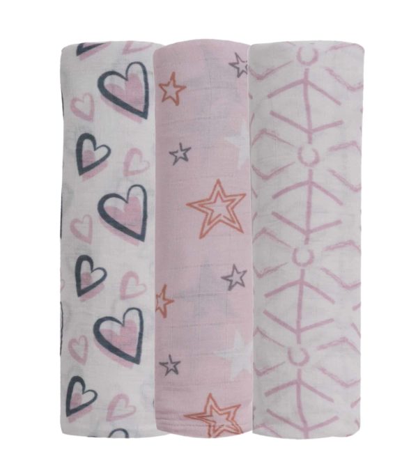 Posh Baby 3'lü Müslin Örtü 3'lü (Pembe)