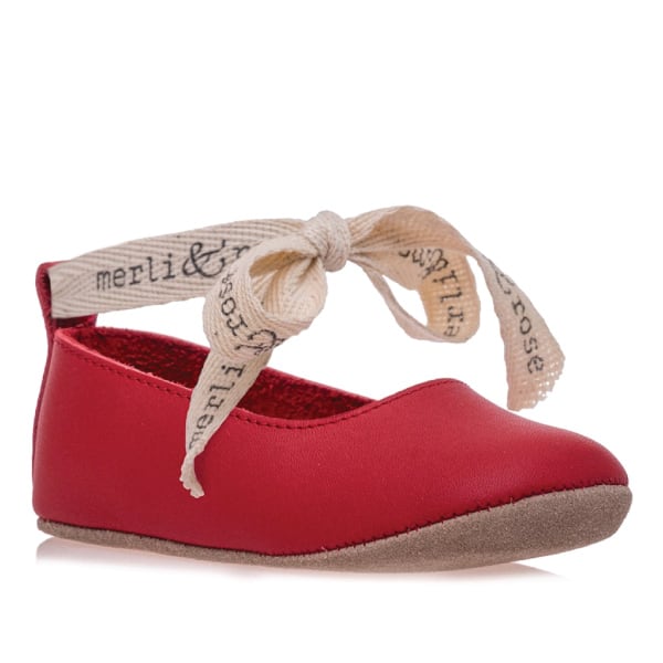 Merli&Rose Deri Bebek Bağcıklı Ayakkabı Kırmızı