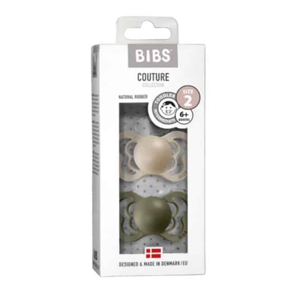 Bibs Couture Damaklı Kauçuk Emzik 2'li Set Vanilla / Olive 6