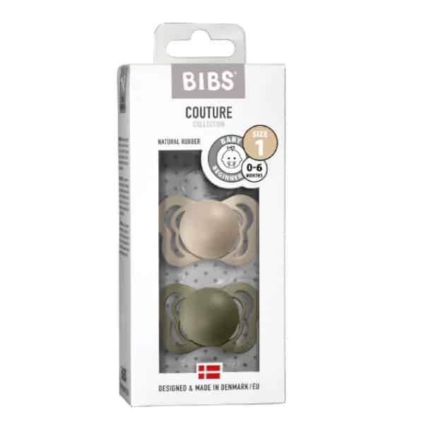 Bibs Couture Damaklı Kauçuk Emzik 2'li Set Vanilla / Olive 7